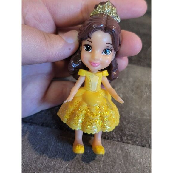 Young Belle Beauty Beast glitter yellow dress Disney toy figure - Picture 1 of 5